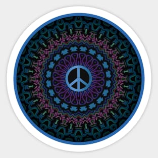 Peace Sign Blue Kaleidoscope Sticker